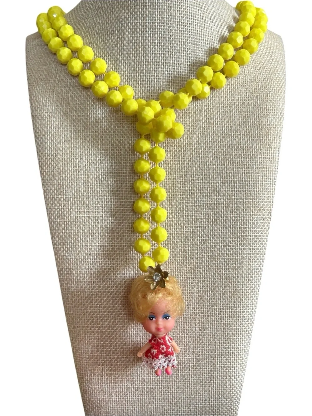 Vintage Deadstock Kiddle Clone Doll Assemblage Necklace.  One of a Kind